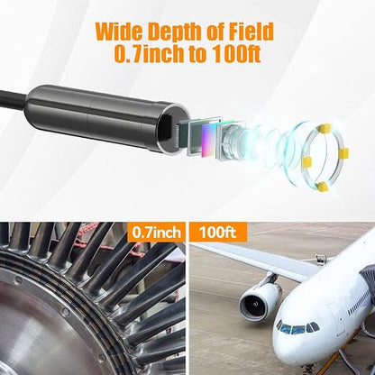 5MP Auto-Focus Endoscope, Teslong 3rd Generation USB Borescope with 5.0 Megapixel Inspection Camera, 16.5ft Waterproof Semi-Rigid Cable & Adjustable Led Lights Probe for Android Phone Windows MacBook