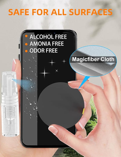 Tounee Keyboard Cleaner Kit, Electronics Cleaning Kit with Retractable Big Brush, Portable, 20 in 1 Multi-Tool Kit for Phones, Tablet, Computer, PC Monitor,TV Camera Lens with 2.5ml Mist Spray (Black)