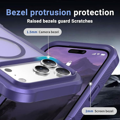 jaroco Magnetic for iPhone 17 Pro Max Case, [Compatible with MagSafe][Military Grade Drop Protection][Heavy Duty Protection][Non-Slip][Shockproof] 2-Layer Durable Bumper Phone Case 6.9''-Dark Purple