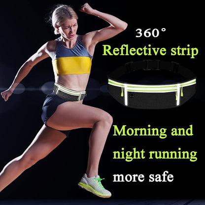 Waist pack sport running Belt Pack with adjustable Strap for running hiking travel outdoors sport (Grey, 4 Pockets)