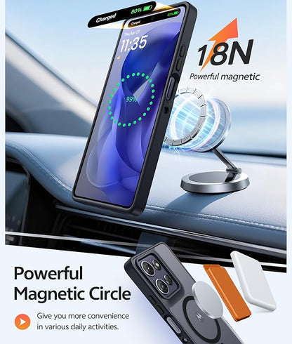 FNTCASE for Motorola Moto G Power 5G 2025 Case: for Moto G Power 5G 2026 Magnetic Translucent Matte Slim Phone Cover - Shockproof Non Slip Anti-Fingerprint Hard Rugged Protective Case (6.8 Inch/Black)