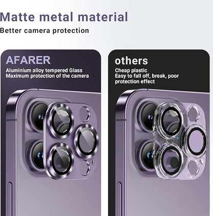 AFARER 2 Pack Camera Lens Protector for iPhone 14Pro/ for iPhone 14 Pro Max,Ultra HD Upgraded Metal Tempered Glass Anti-Scratch Camera Cover-Purple