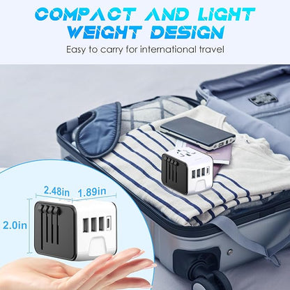ISIX International Travel Adapter Universal Power Adapter Worldwide All in One 4 USB Perfect for European US, EU, UK, AUS,Asia 200+ Countries