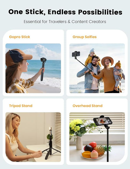 67.7" Camera Tripod with 1/4" Camera Mount & Light, NT99 Extendable Tripod Stand for Camera & GoPro Filming Vlogging, Travel Tripod Compatible with DSLR Camera