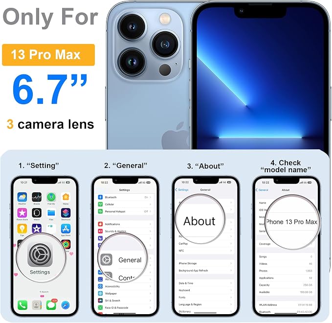 ROYBENS for iPhone 13 Pro-Max Matte Clear Case Compatible with Magsafe, Full Camera Lens Protection, Screen Protector, Wrist Strap, Translucent Magnetic Slim Hard Protective Phone Cover, Black