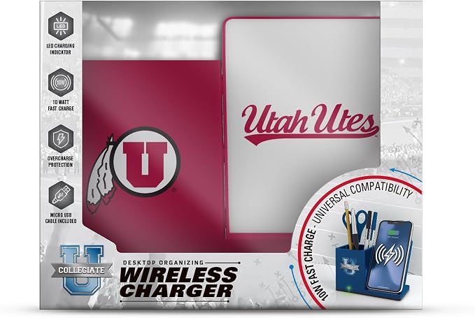 SOAR NCAA Unisex Wireless Charging Stand with Desktop Organizer
