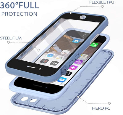 for iPhone 8/7 /SE 2020 Waterproof Case Cover Built-in Screen Protector Fully Sealed Life Shockproof Snowproof Underwater Protective Cases for iPhone 8 7 SE 2020 4.7" (ClovePurple)
