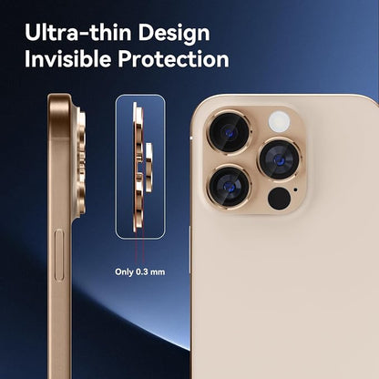 CloudValley for iPhone 16 Pro/iPhone 16 Pro Max Camera Lens Protector, [AR+AF 99% Transmittance] [Full Coverage] Ultra-HD Tempered Glass Cover, Metal Lens Screen Protective,Desert Titanium
