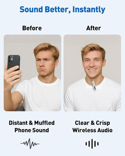 USB C Lavalier Microphone Wireless Mini Mic for Type-C Android Phone/Tablet/PC Video Recording Clip-on Mics with Rotatable Clip&Denoise Recording, Ideal for Vlog Tiktok Youtube Content Creator, White