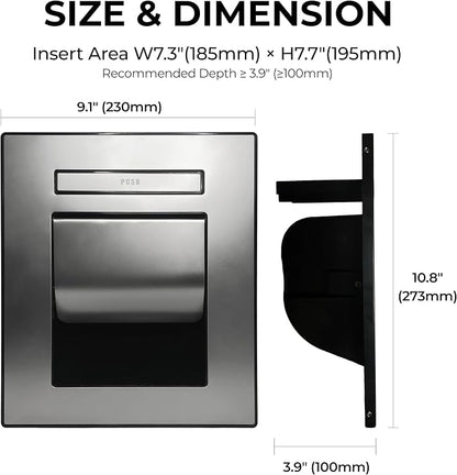KAISERAUM Recessed Toilet Paper Holder with Pop-Out Shelf, Tissue Paper Roll Holder with Anti-Drop Phone Tray, SUS304 Stainless Steel, Brushed Nickel, GP-014TN, Max Paper Roll Size (4.7x5.5 inches)