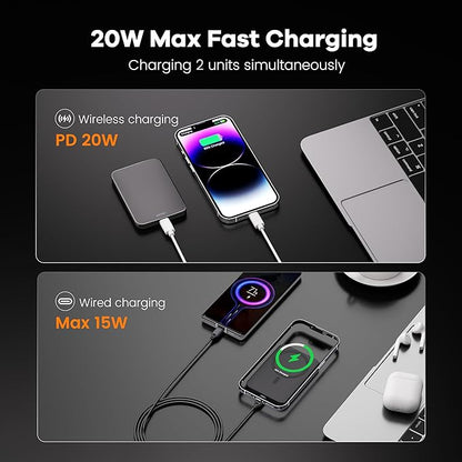 Power Bank, Ultra-Thin 10,000mAh Magnetic Wireless Portable Charger, 22.5W Fast Charging Battery Pack, Comes with USB-C Cable, Designed for iPhone Air /17/16/15/14/13/12,