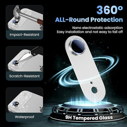 Uyiton Compatible with iPhone Air Camera Lens Protector - [Not Easy to Break][Strong Adsorption][Case-Friendly] Metal Tempered Glass Rear Camera Screen Cover - Cloud White