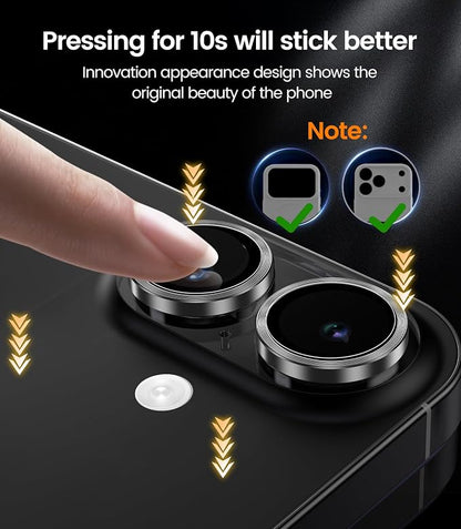 iGluz 2 Pack Anti-Reflection Camera Lens Protector for iPhone 17/16/16 Plus [98% Transmittance][1-Step Installation][Strong Adsorption] 9H Shatterproof Tempered Glass-Black