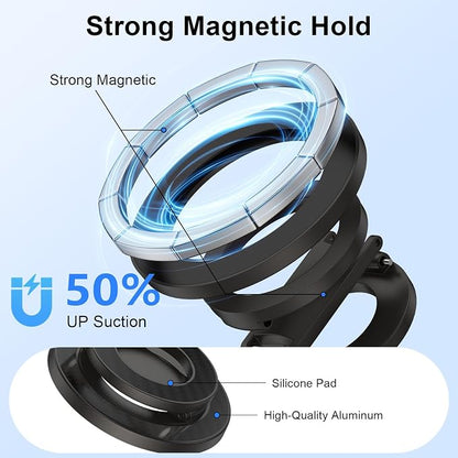 Magnetic Phone Grip Stand for Samsung Galaxy S26/S25 Ultra/S24 FE/Z Fold7/Flip7, MagSafe Ring Holder Gym Finger Magnet Grip Kickstand Dual-Sided Magnetic Car Mount for iPhone 17 Pro Max/16e/16 Pro Max