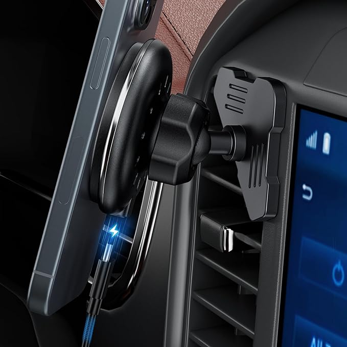 Car Vent Wireless Charger Magnetic Phone Mount Compatible with 2021-2025 Ford F-150, 2023-2025 Super Duty F250/F350/F450, Metal Phone Holder Cradles Bracket Stand for All Smartphones (No Socket Arm)