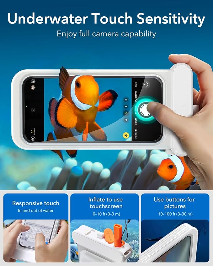 ESR Waterproof Phone Pouch for iPhone 15 Pro Max /14 Pro Max, Underwater Touch Sensitivity, IPX8 Floating Waterproof Cellphone Case with Lanyard, Dry Bag for Snorkeling, Clear