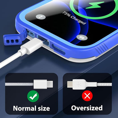 SPORTLINK for iPhone 17 Pro Waterproof Case - Built in Screen Protector Rugged/Dustproof/Full Body Shockproof/Dropproof/IP68 Underwater for iPhone 17 Pro Case 6.3 inch Blue/Frosted Clear