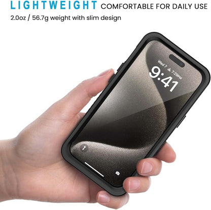 Lanhiem Magnetic for iPhone 15 Pro Max Case, Waterproof Shockproof Dustproof [Built in Screen Protector] [Compatible with MagSafe], 360 Full Body Phone Case for iPhone 15 Pro Max - 6.7” (Black)