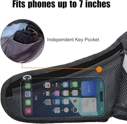PYFK Running Belt Hydration Waist Pack with Water Bottle Holder for Men Women Waist Pouch Fanny Bag Reflective