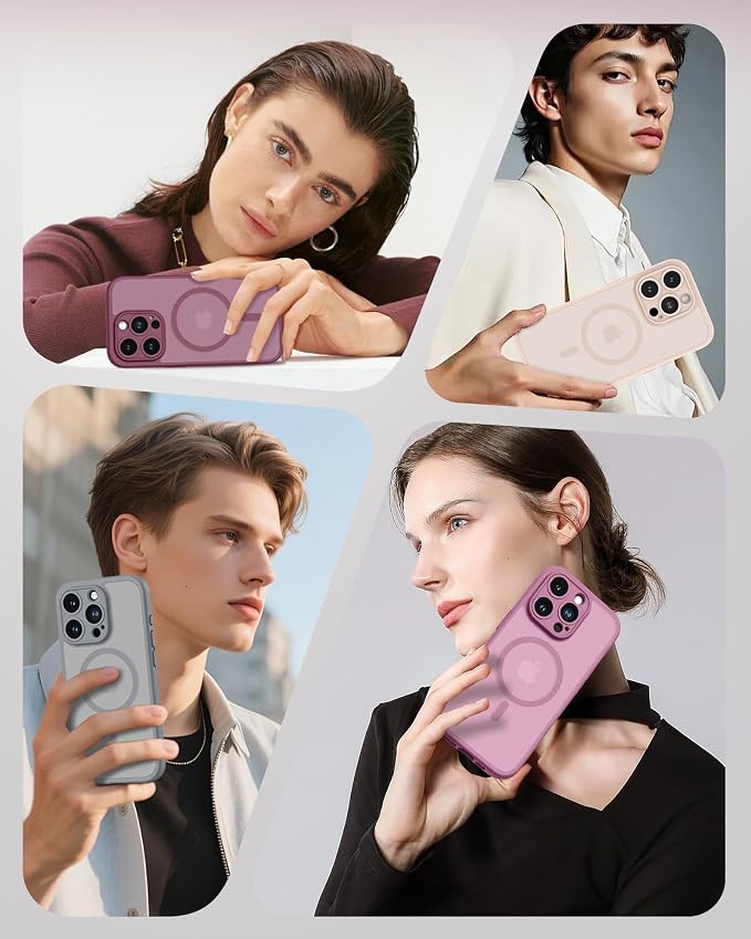 TOCOL for Phone 15 Pro Max Case, Compatible with Magsafe Charger, Full Camera Protection, Drop Protection, Translucent Matte Phone Case for iPhone 15 Pro Max 6.7 inch (Lilac Purple)