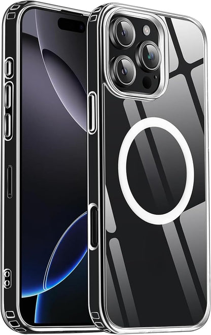 Strong Magnetic for iPhone 16 Pro Max case [10Ft Military-Grade Protection] Compatible with MagSafe Shockproof Slim Thin Cover case for iPhone 16 Pro Max 6.9 inch, Translucent