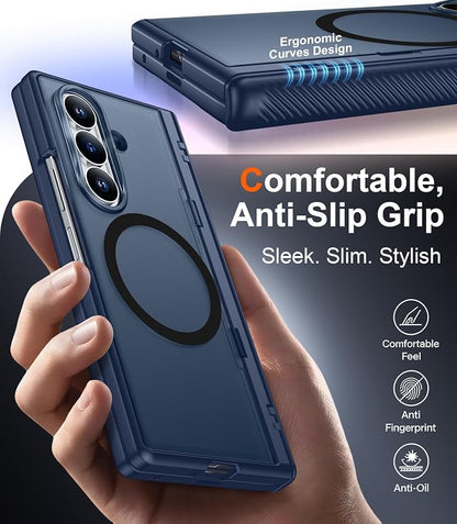 SPIDERCASE Magnetic for Samsung Galaxy Z Fold 8 Ultra Case, Blue | Built-in [Screen Protector] [Stable Kickstand] [Hinge Protection] [Compatible with Magsafe] Military Grade Protective Cover