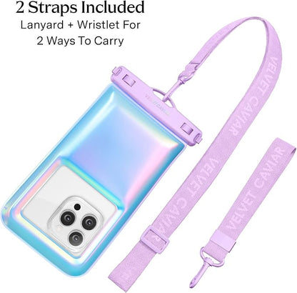 VELVET CAVIAR Waterproof Phone Pouch with Lanyard | IP68 Floating Case for iPhone & All Phones | Dry Bag for Snorkeling, Beach, Kayaking | Travel & Cruise Essentials for Women (Lavender Holo)