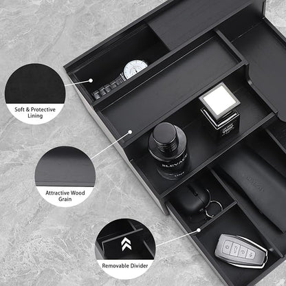 Butizone Cologne Organizer for Men, 3 Tier Perfume Stand Holder with Drawer and Hidden Compartment, Cologne Display Shelf for Dresser, Great Gift for Man/Father, Black