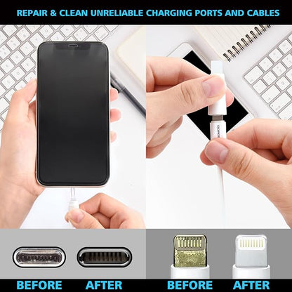 Cleaner Kit for AirPod,Multi-Tool iPhone Cleaning Kit,Cell Phone Cleaning Repair & Recovery for iPhone & iPad(Type C)Charging Port,Lightning Cables&Connectors,Easy to Store & Carry Design,White