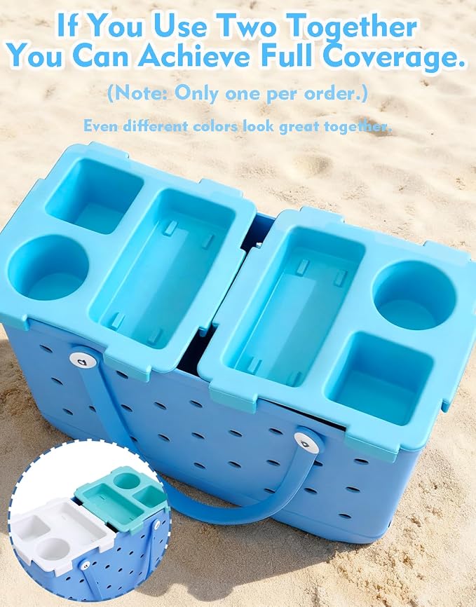 Top Cup Phone Holder Tray Storage Lid for Stanley Compatible with Bogg Bag XL Cover, Cup Organizer Holder Waterproof Silicone Multifunctional Storage Box for Outdoor Beath Camping Travel (Blue, L)