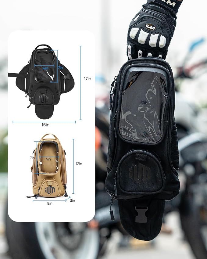 ILM Motorcycle Tank Bag Magnetic 4 Straps Reinforced Fastening Waterproof Touch Screen Phone Pouch Motorbike BT01