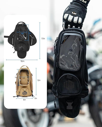 ILM Motorcycle Tank Bag Magnetic 4 Straps Reinforced Fastening Waterproof Touch Screen Phone Pouch Motorbike BT01