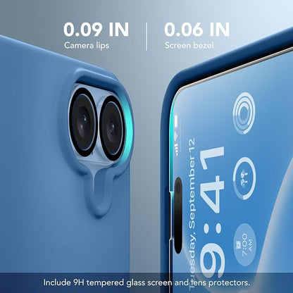 GONEZ Magnetic for iPhone 17 Case, Compatible with MagSafe, [Screen Protector + Camera Lens Protector], Liquid Silicone Anti-Scratch Shockproof Protective Phone Case 6.3 inch, Lake Blue