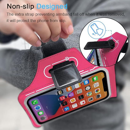 Armband for iPhone Pro Max 17 16 15 14 13 12 Plus/AIR with Airpods Holder, Gym Workouts Running Phone Arm Band (Rosy)