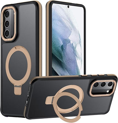for Samsung Galaxy S21 Plus Case, Magnetic Adjustable Ring Stand [Fit for Magsafe], [Military-Grade Shockproof Protection] Phone Case with Kickstand&Ring Holder (Desert Gold)