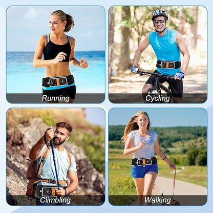 Running Belt Waist Packs with 3 Pockets Touchscreen Window for Women & Men Sweatproof Fitness Belt for iPhone 15 Pro Max 14 Pro Max 13 Pro 12 11 Fit Smartphone Up to 7"