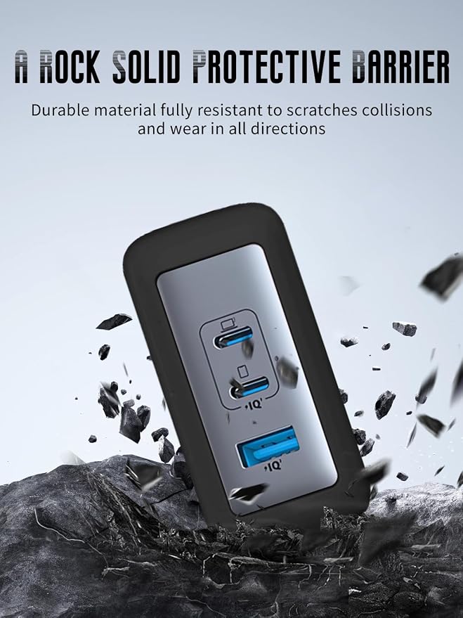 Case for Anker Nano 100W USB-C Charger (Model: A2145), Kids-Friendly Soft Silicone Protective Cover, Shockproof, Waterproof (Black)