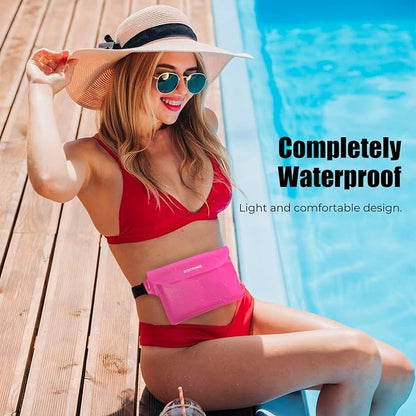 ECHTPower 2-Pack Waterproof Pouch Bag, Waterproof Fanny Pack, Waterproof Dry Bag with Adjustable Waist Strap for Beach Swimming Kayaking Floating Boating