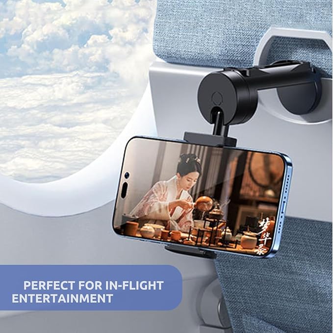 5 PACK Airplane Phone Holder Travel Essentials Accessories – Universal Hands Free Cell Phone Stand Mount for Air Plane Table Seat Desk, Cruise, Car & Flight – Mini Size for Vacation, iPhone, Samsung