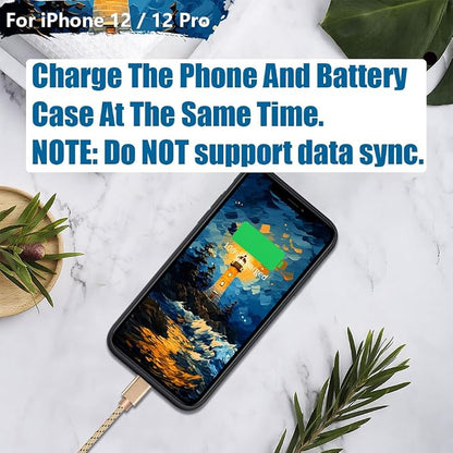 Sitong New Battery Case for iPhone 12 & iPhone 12 Pro, 5000mAh Rechargeable Extended Battery Charging Charger Case, Add 100% Extra Juice (6.1 Inches) Black