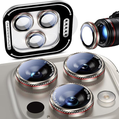 Uyiton for iPhone 17/16/15/14 (Pro Max & Pro) Camera Lens Protector - [Case-Friendly][Ultra-Thin] Military-Grade Tempered Glass Metal Camera Cover, Easy to Install, Gearwheel Gray+Red