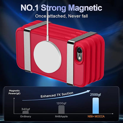 MOCCA Strong Magnetic for iPhone SE Case 2022/iPhone SE 2020 Case/iPhone 7 Case/iPhone 8 Case [Compatible with Magsafe] Slim Thin Translucent Matte Protective Cover Phone Case 4.7'', Red
