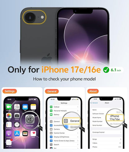 FNTCASE for iPhone 17e Case: iPhone 16e Phone Case [Compatible with Magsafe] Translucent Matte Cases with [Screen Protector] Military Grade Shockproof Protective Phone Cover - Purple