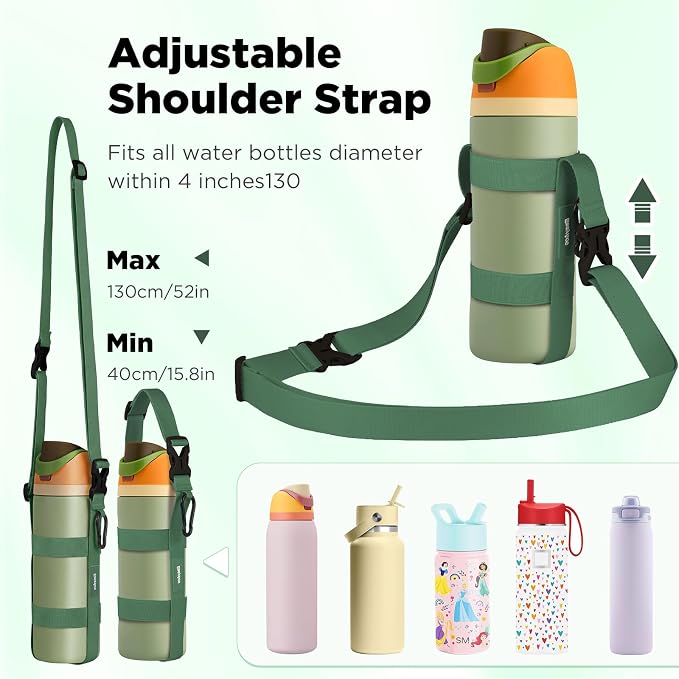 EasyAcc Water Bottle Holder Strap Sling, for Owala FreeSip 24 32 40 oz, Hydro Flask, Cirkul, Yeti, Stanley Flip, Universal Water Bottles, with Carabiner, for Walking Curise Travel (Bottle Excluded)