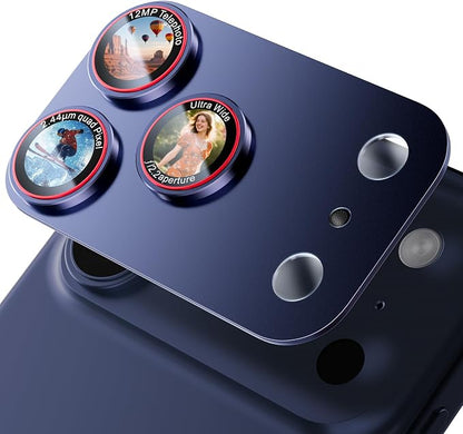 X-it for iPhone 17 Pro Camera Lens Protector, 9H Military Grade High-Alumina Tempered Glass Cover, Shatterproof with Strong Adhesion, Case Friendly & 1:1 Perfect Fit Camera Protector (Blue)