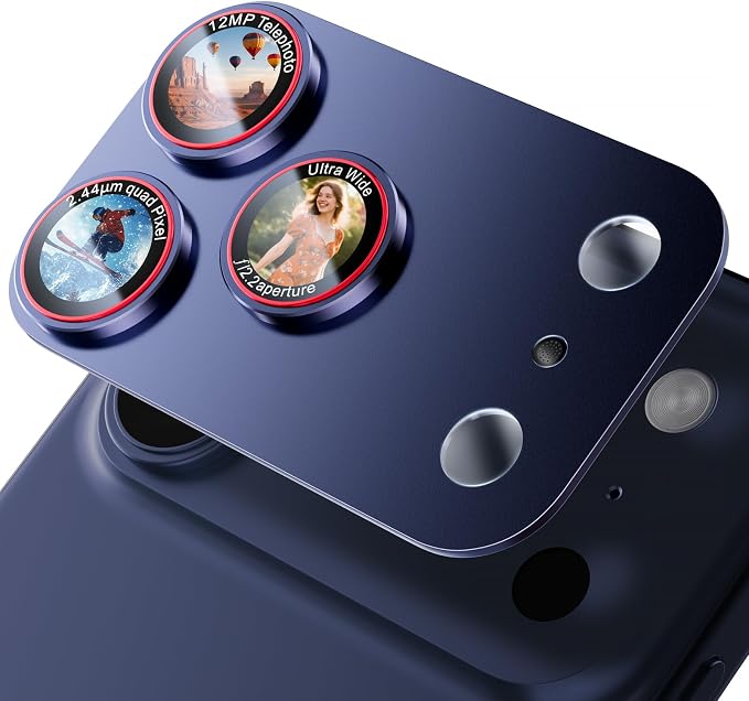 X-it for iPhone 17 Pro Max Camera Lens Protector, 9H Military Grade High-Alumina Tempered Glass Cover, Shatterproof with Strong Adhesion, Case Friendly & 1:1 Perfect Fit Camera Protector (Blue)