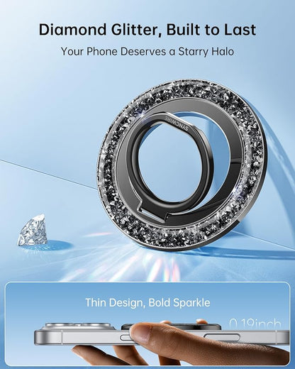 SYNCWIRE Magnetic Phone Ring Holder for MagSafe - Glitter Phone Grip Stand with 360° Rotation Finger Ring Kickstand Blingbling Compatible with iPhone 17 16 15 14 13 12 Pro Max MagSafe Accessories