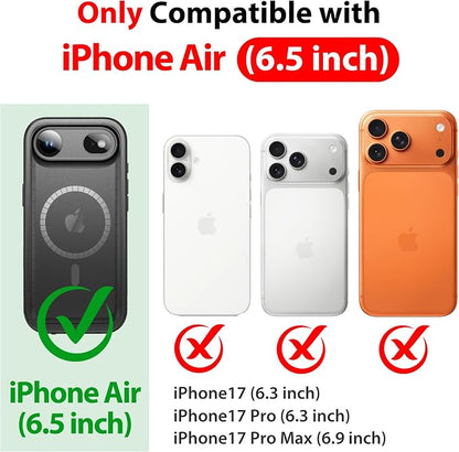 SPORTLINK for iPhone Air Waterproof Phone Case - Built in Screen Protector/Shockproof Compatible with MagSafe/Military Rugged/Dropproof/Dustproof/Heavy Duty, Full Body for iPhone Air 6.5 inch Black