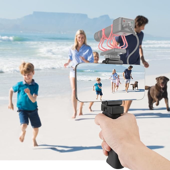 Universal Ergonomic Anti-Fall Mobile Phone Smartphone Handle Stabilizer Mount Rig Portable Selfie Stick Tripod Handheld Vlogging Monopod for 60-85mm Wide iPhone Samsung Android