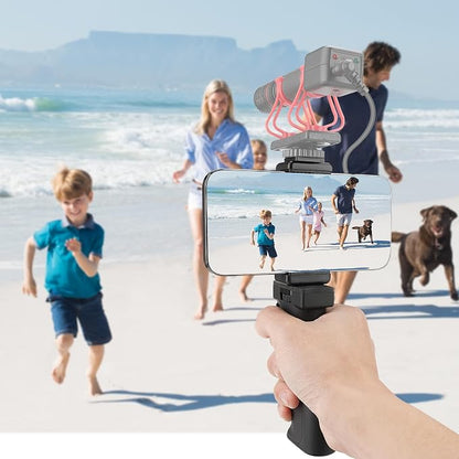 Universal Ergonomic Anti-Fall Mobile Phone Smartphone Handle Stabilizer Mount Rig Portable Selfie Stick Tripod Handheld Vlogging Monopod for 60-85mm Wide iPhone Samsung Android